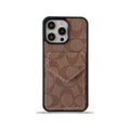 Classic iPhone Case With Card Holder And Strap Light Brown -SJ240513