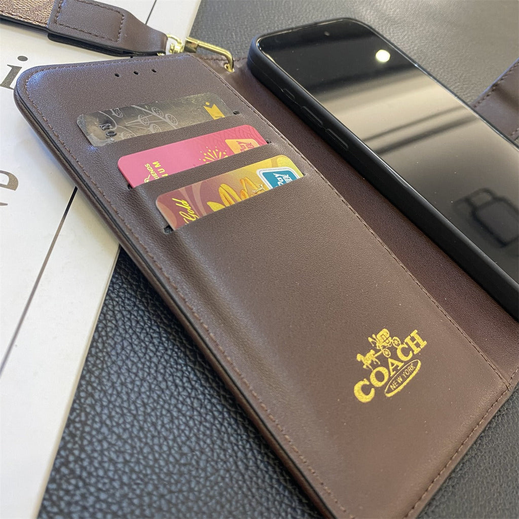 CH Classic Leather Pattern Wallet iPhone Case