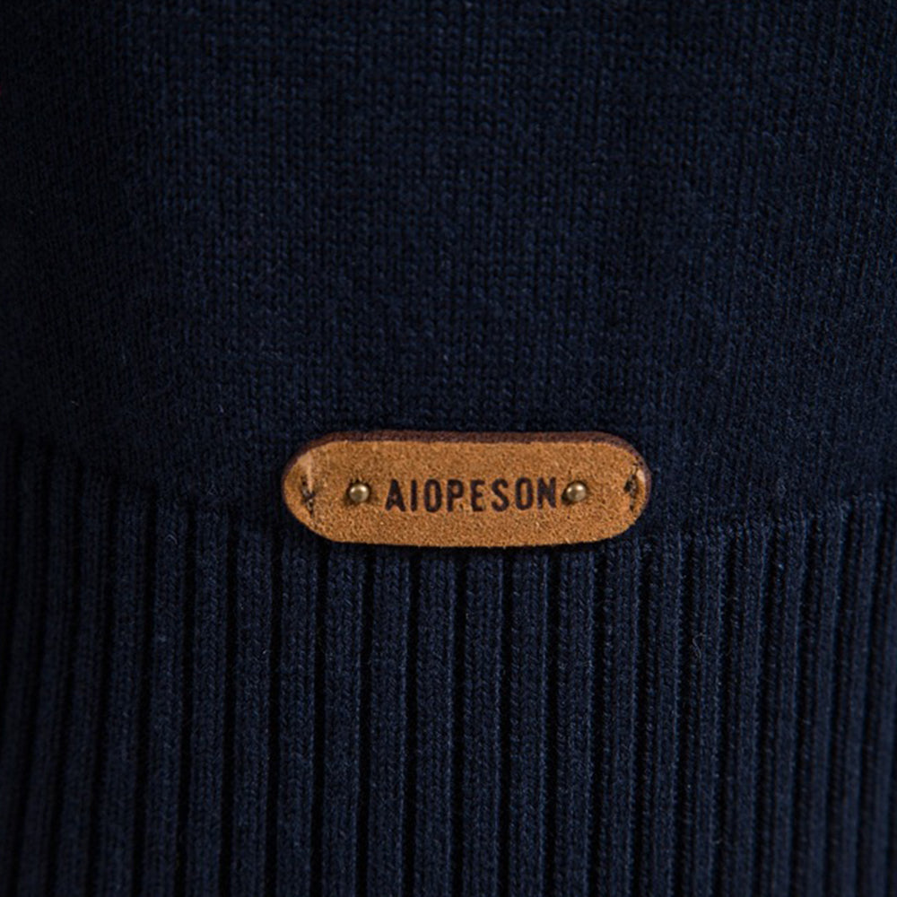 Men’s Striped Mock Neck Pullover Sweater