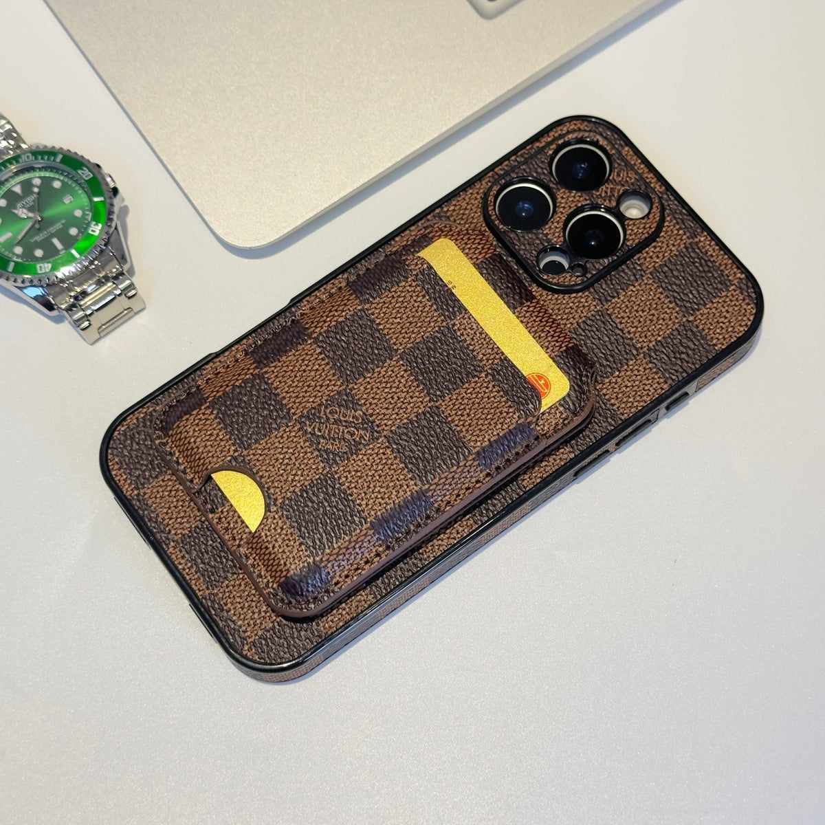 Alphabet Plaid MagSafe Magnetic Card Wallet iPhone Case