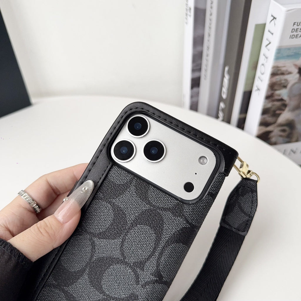 CH Classic Leather Pattern Wallet iPhone Case