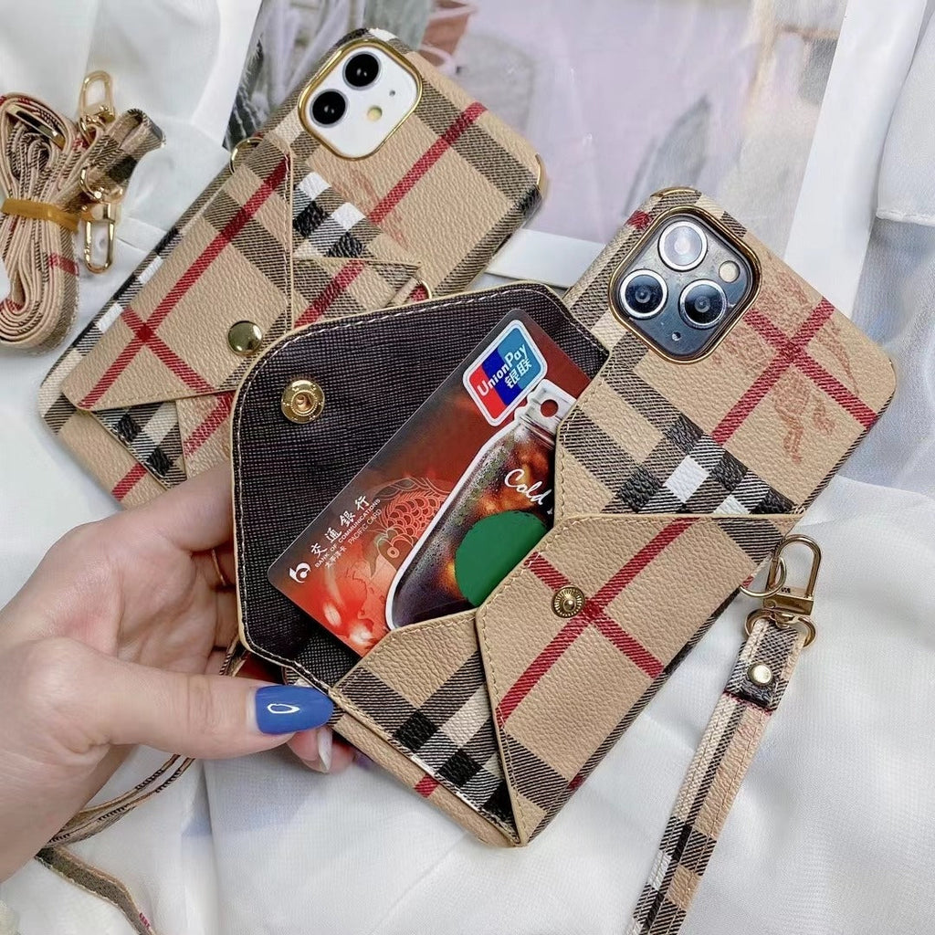 BB Leather Designer Crossbody Wallet iPhone Case