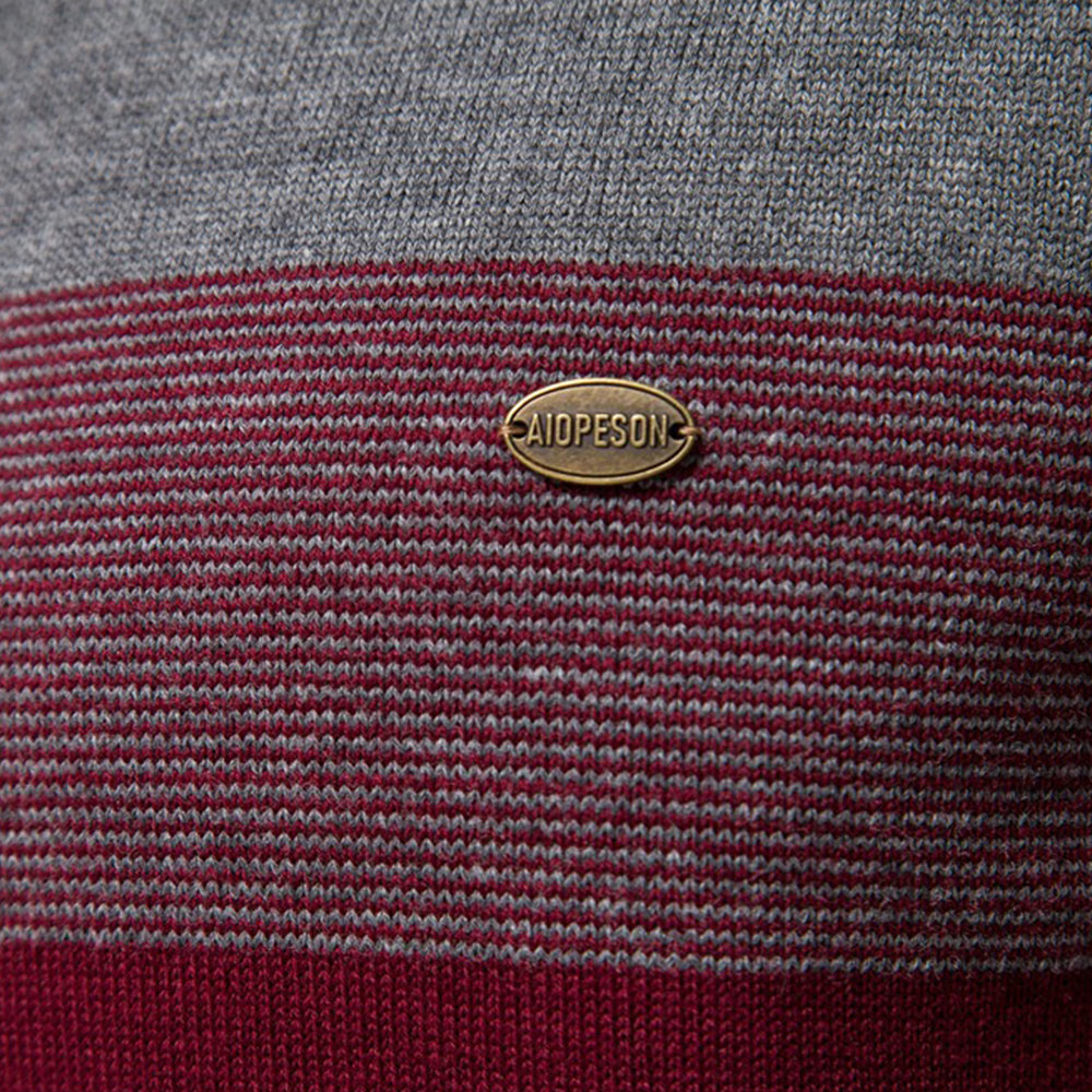 Men’s Striped Mock Neck Pullover Sweater