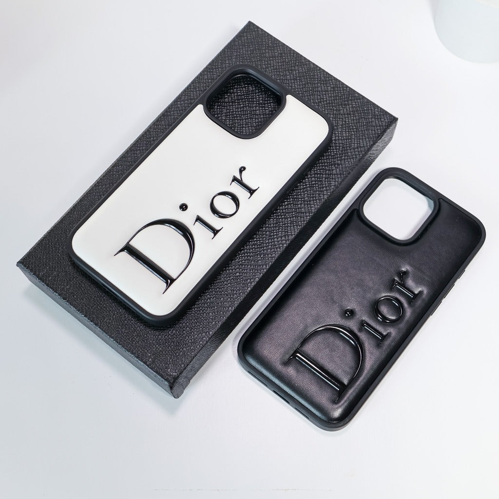 DR Black And White Leather iPhone Case