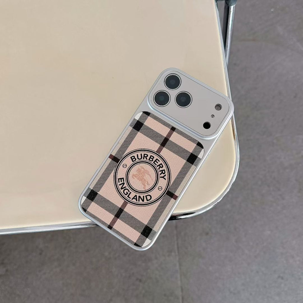 Burberry Phone Case Lens Protector Style for iPhone 13-17 / Pro / Pro Max
