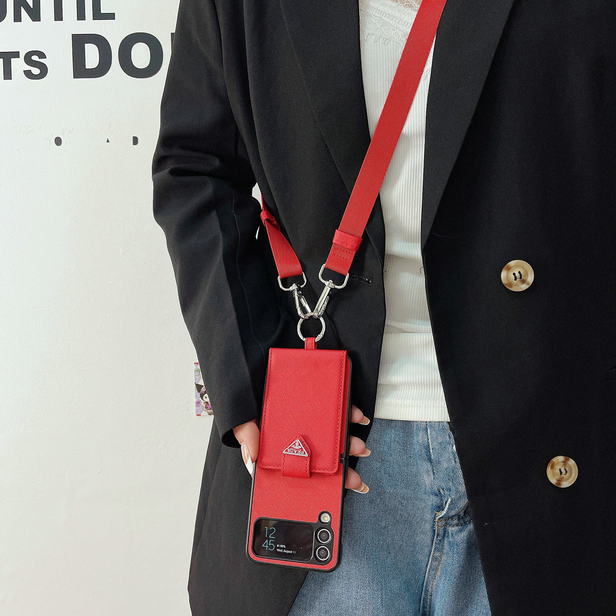 Crossbody Wallet Case Prada Style Samsung Z Flip 3/4/5/6/7