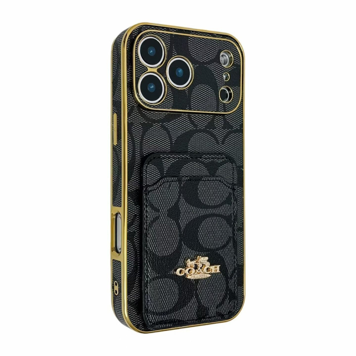 Electroplated Coach Card Holder Phone Case for iPhone