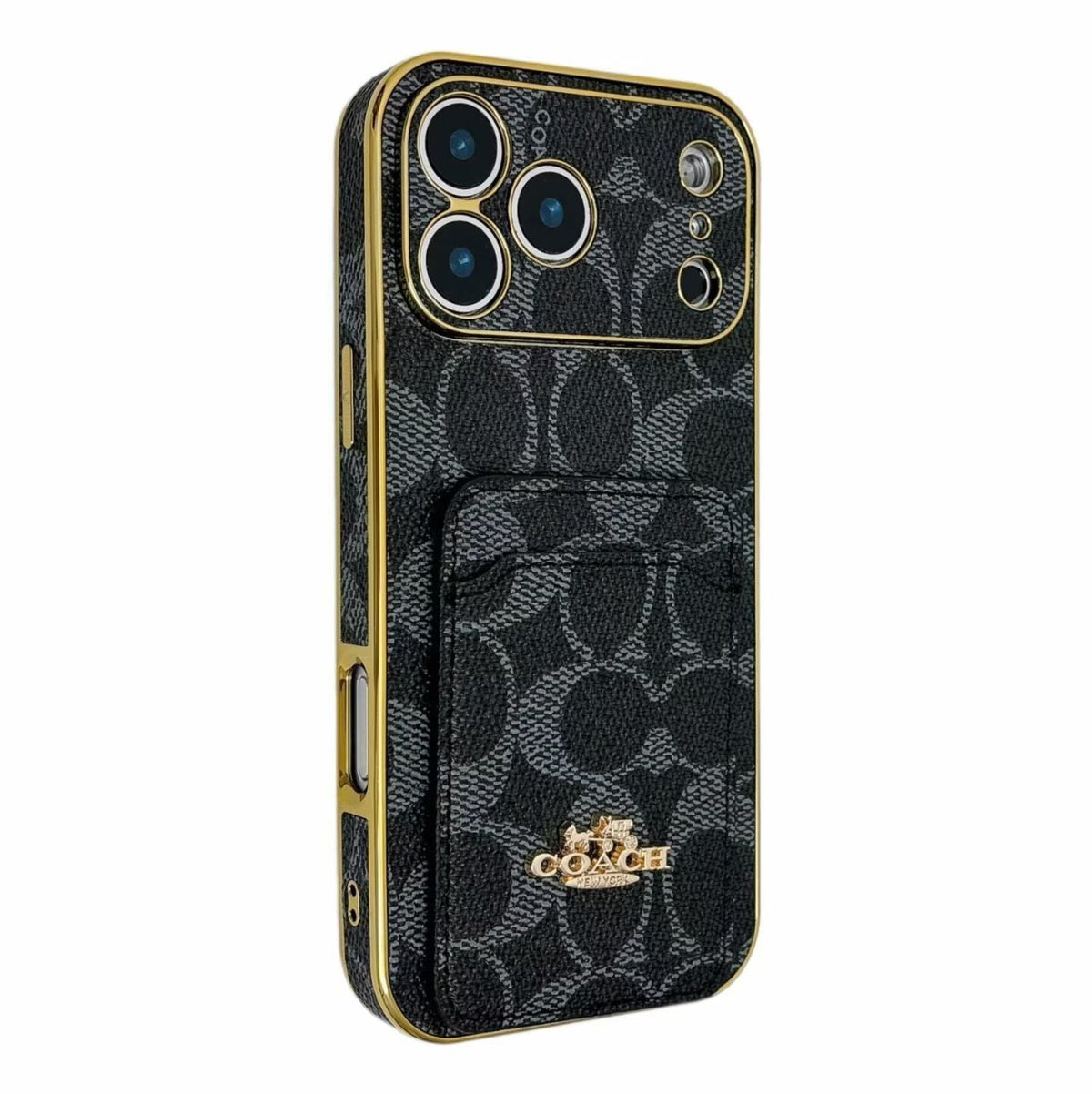 Electroplated Coach Card Holder Phone Case for iPhone