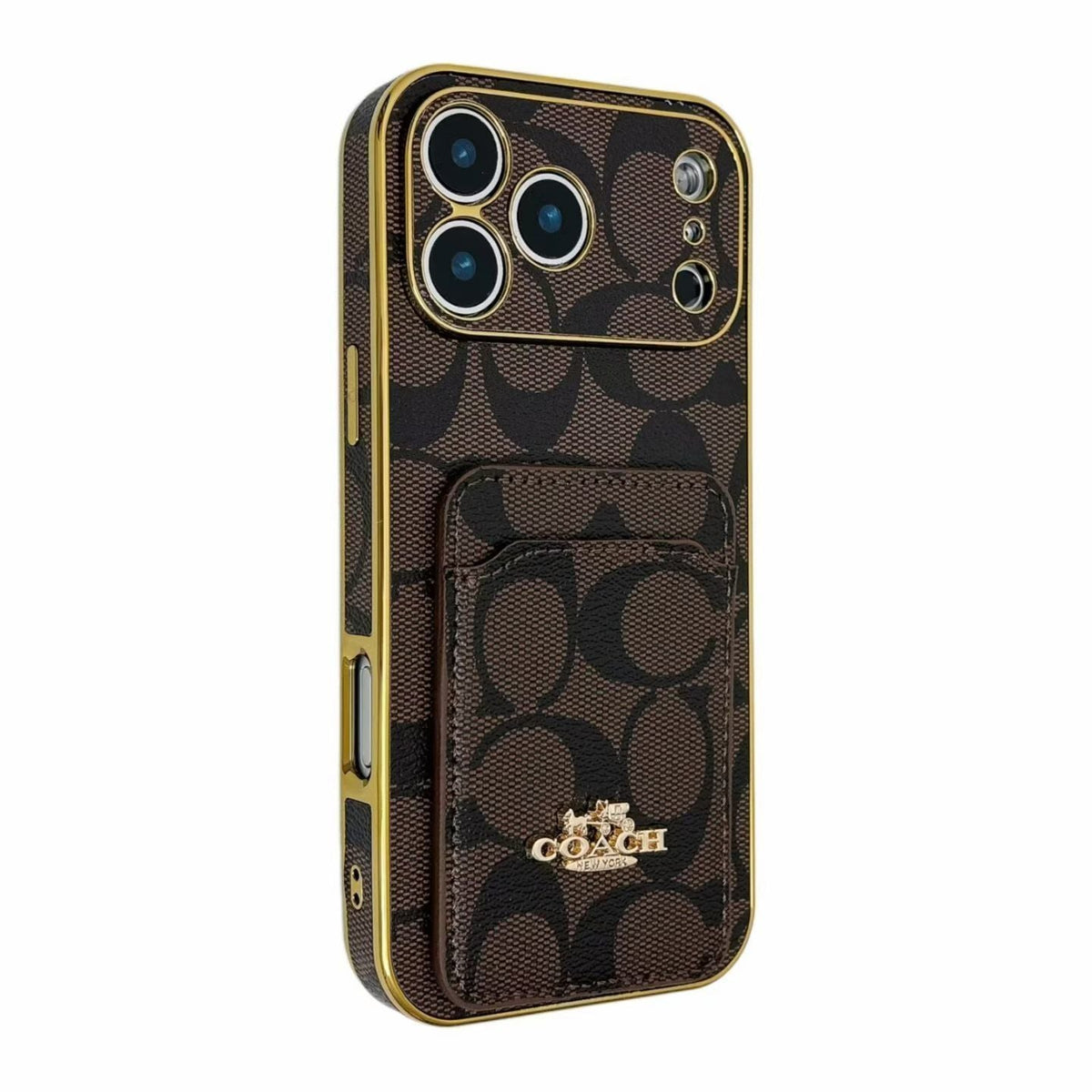 Electroplated Coach Card Holder Phone Case for iPhone