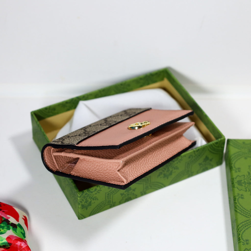 Luxury GG Leather Wallet Pink Canvas