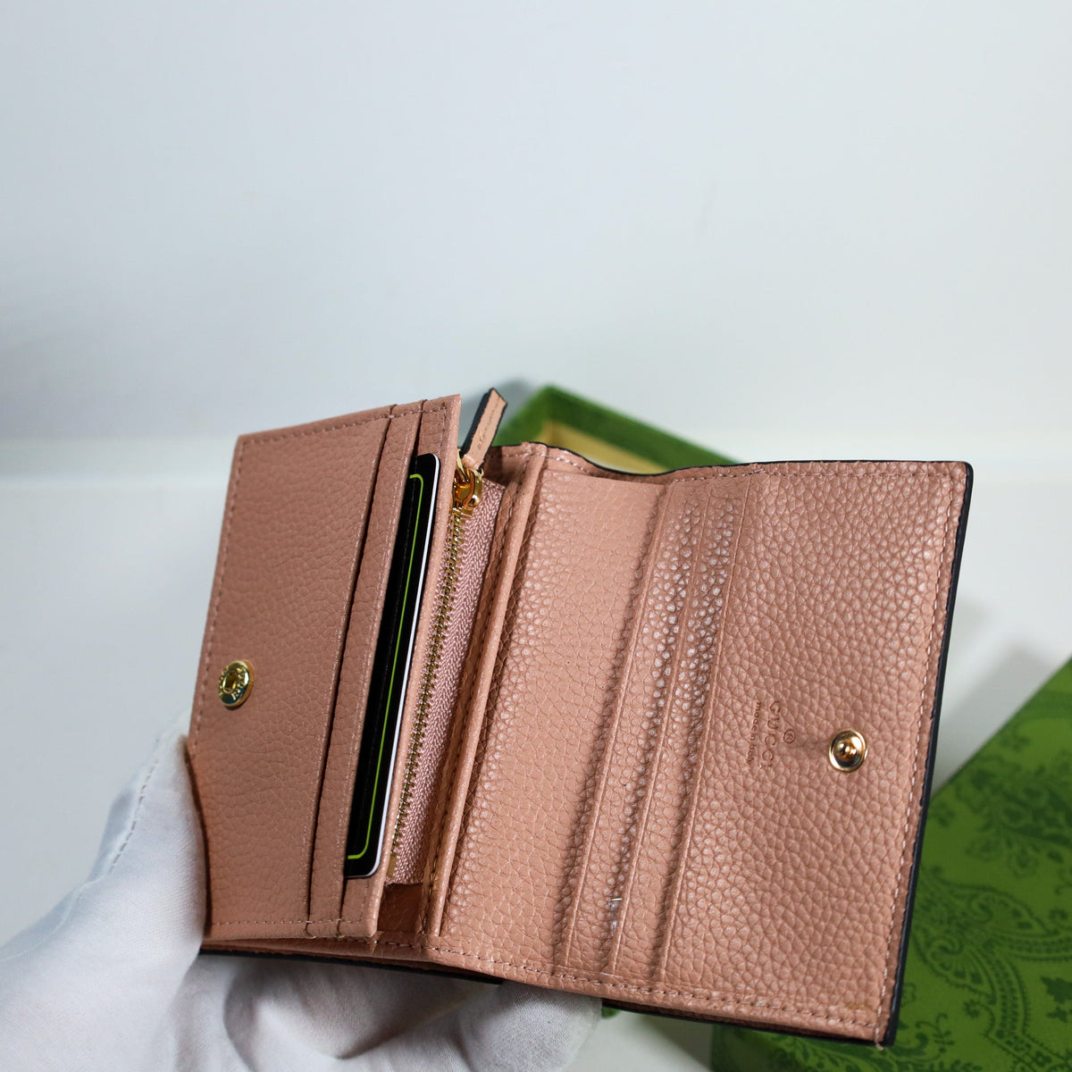 Luxury GG Leather Wallet Pink Canvas