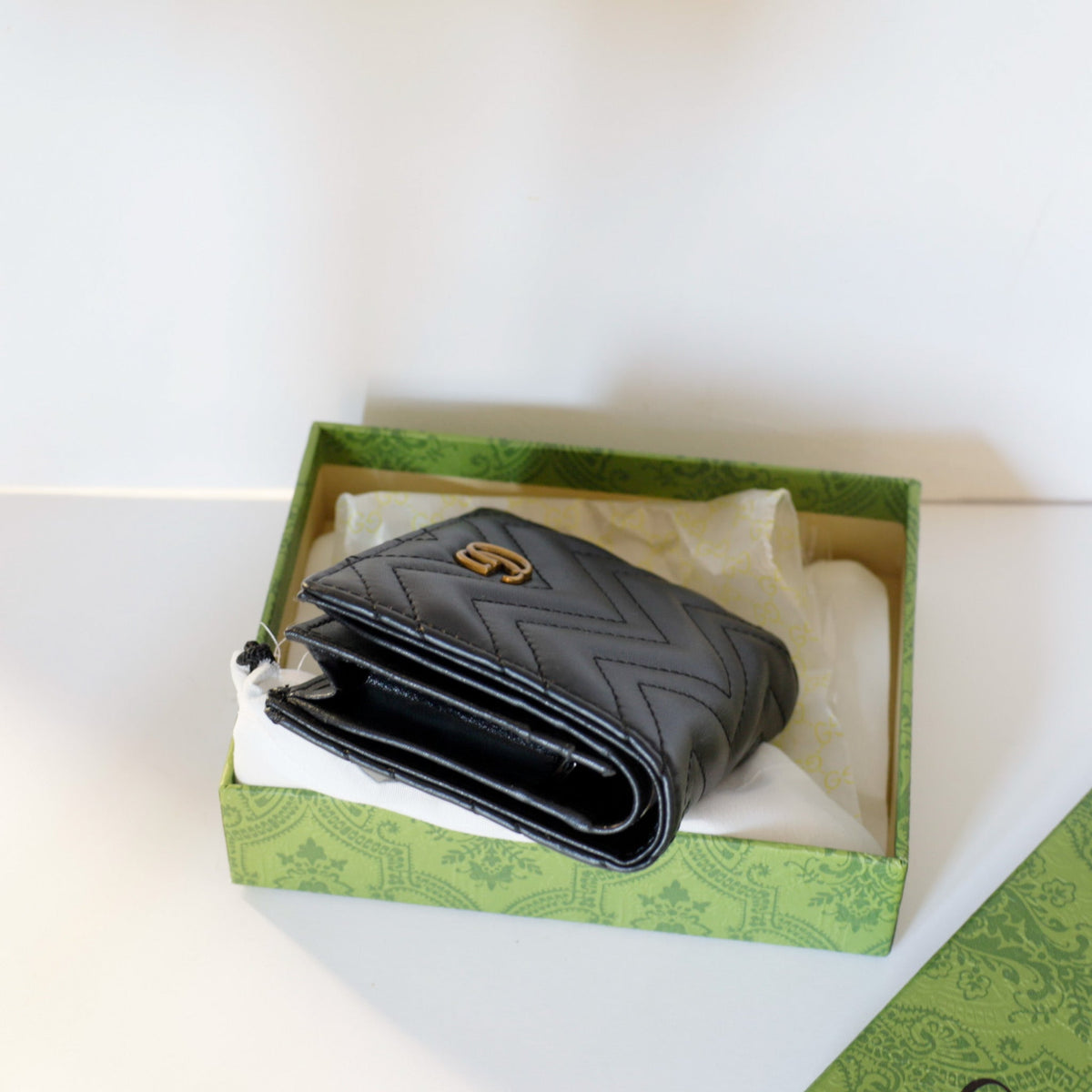 Black Luxury GG Wallet Soft Lambskin Leather