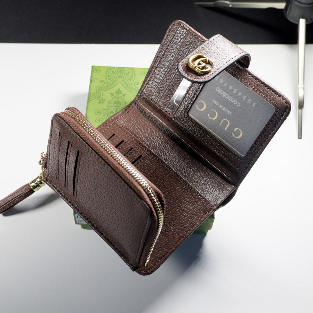 Tri Fold Gucci Wallet Canvas Card Holder