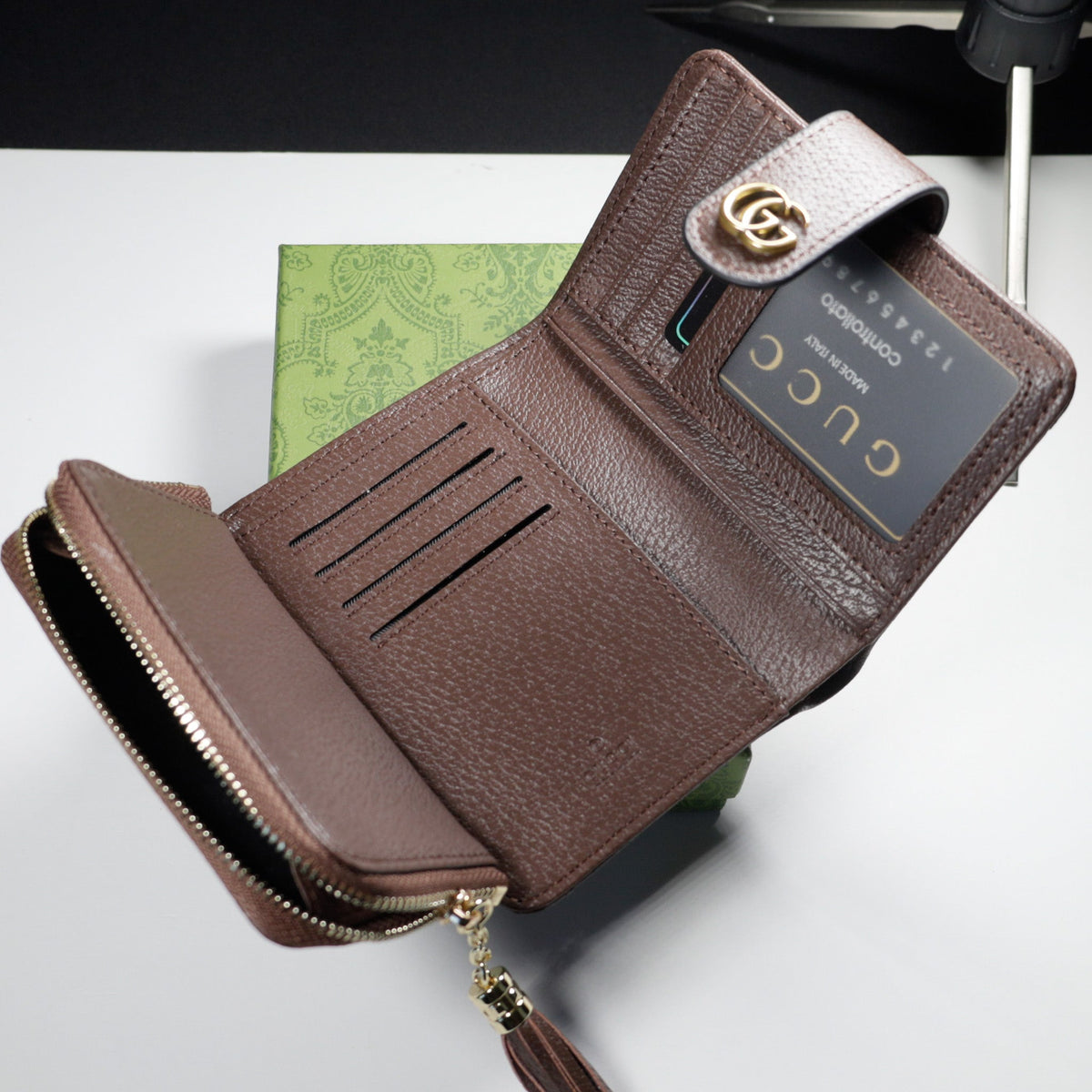 Tri Fold Gucci Wallet Canvas Card Holder