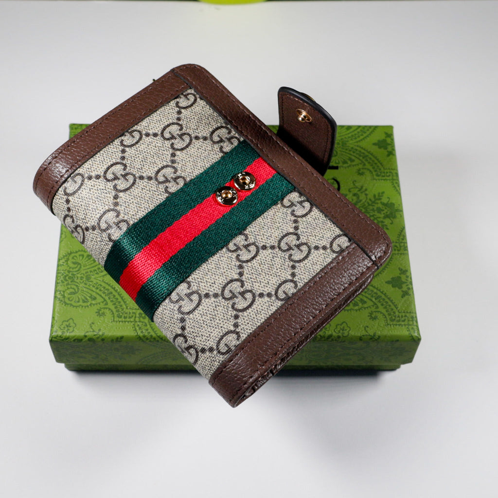 Tri Fold Gucci Wallet Canvas Card Holder