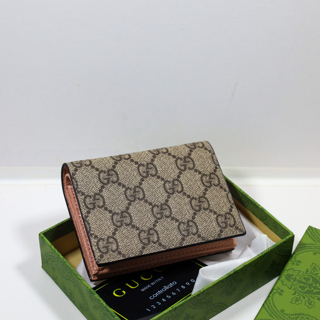 Luxury GG Leather Wallet Pink Canvas