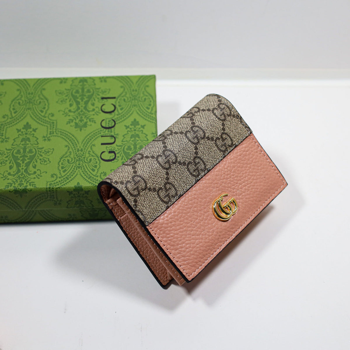 Luxury GG Leather Wallet Pink Canvas