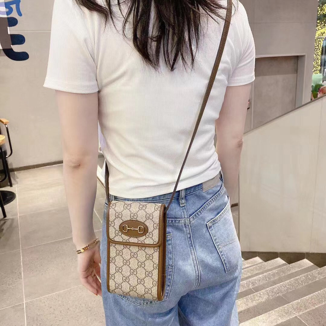 Gucci Crossbody Purse Leather Belt Case Holster