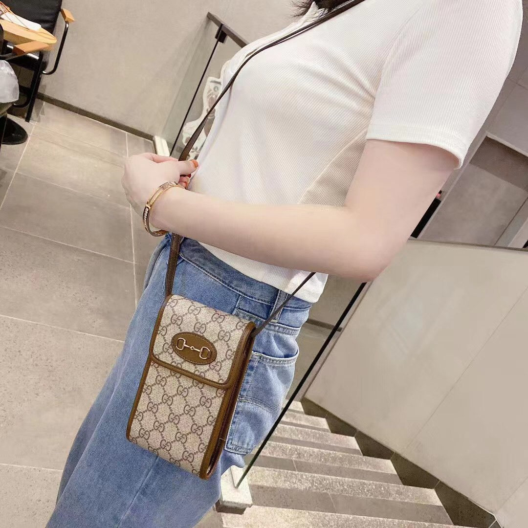 Gucci Crossbody Purse Leather Belt Case Holster