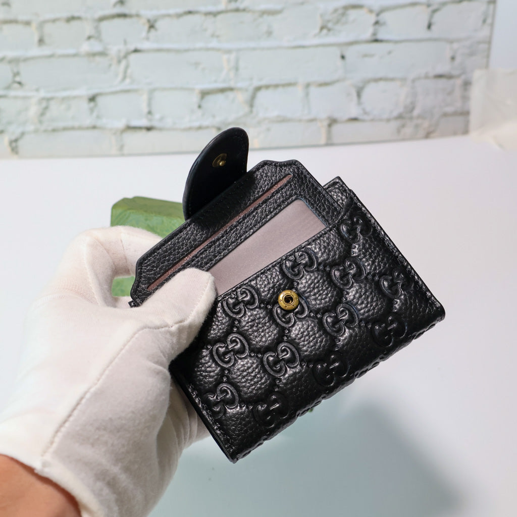 Mens GG Wallet Black Genuine Leather