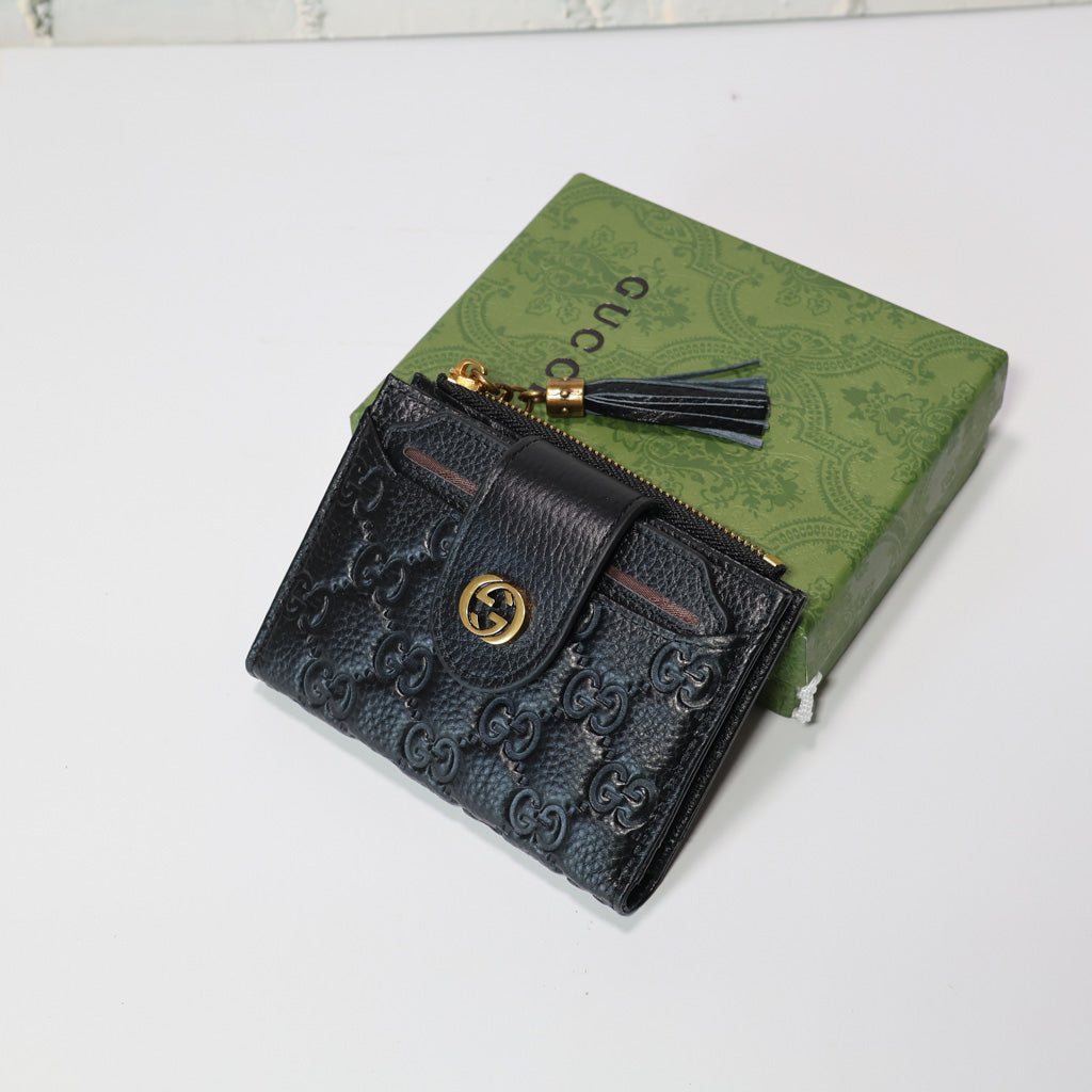 Mens GG Wallet Black Genuine Leather