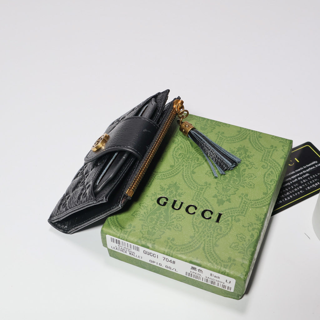 Mens GG Wallet Black Genuine Leather
