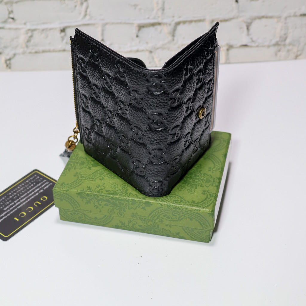 Mens GG Wallet Black Genuine Leather