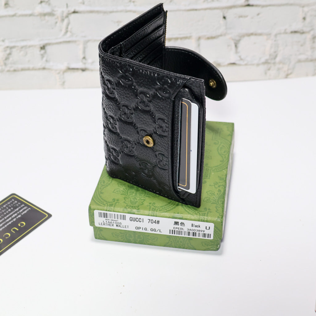Mens GG Wallet Black Genuine Leather