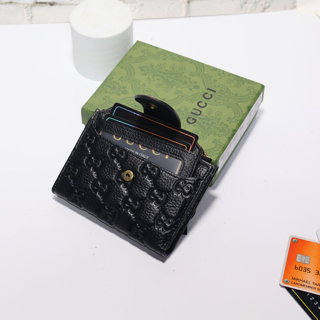 Mens GG Wallet Black Genuine Leather