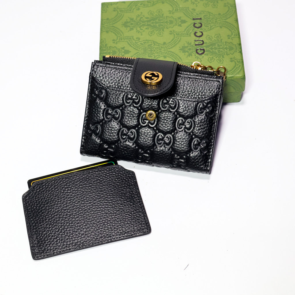 Mens GG Wallet Black Genuine Leather