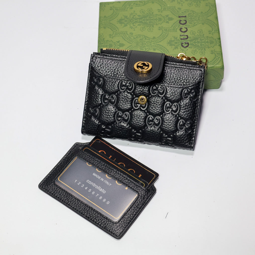 Mens GG Wallet Black Genuine Leather