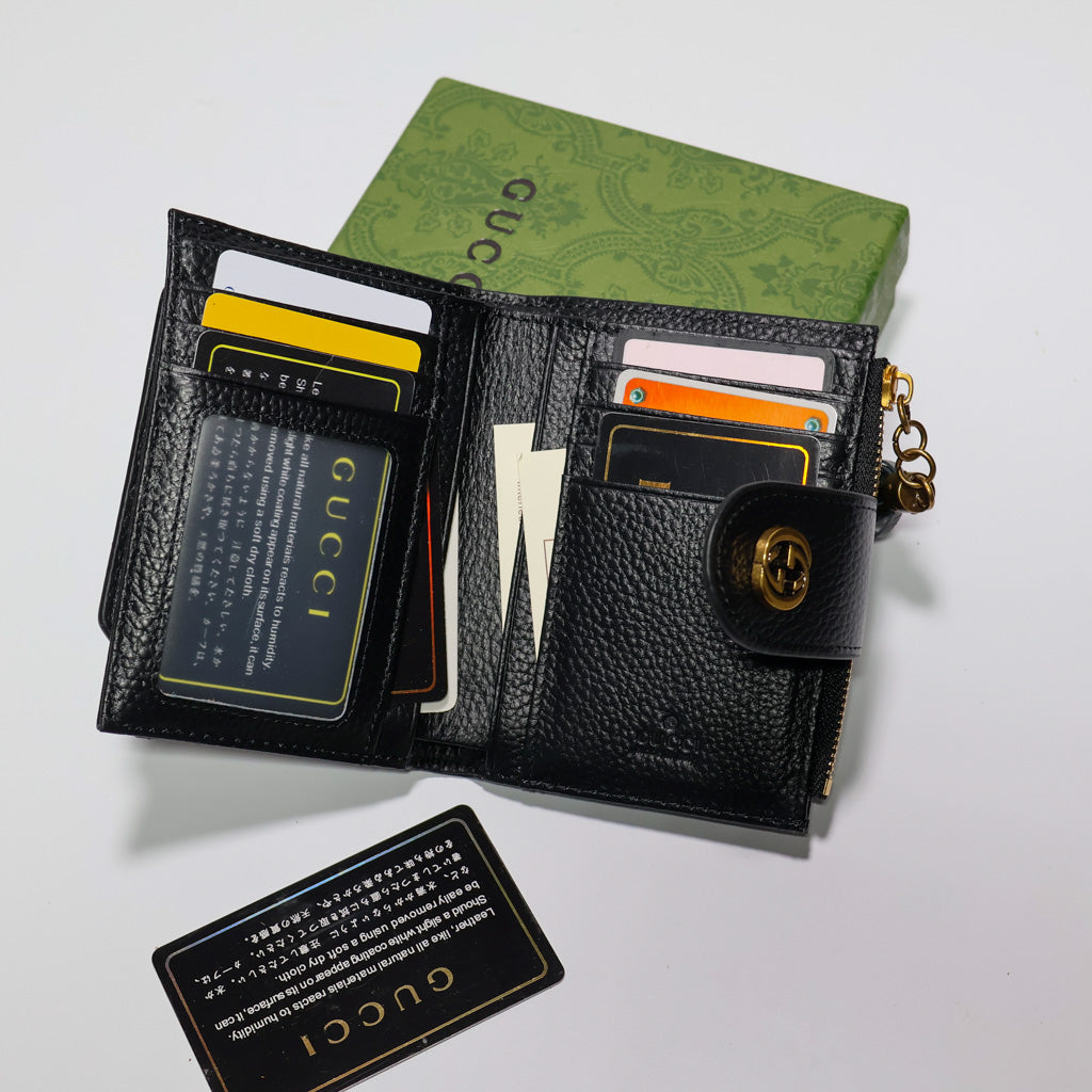 Mens GG Wallet Black Genuine Leather