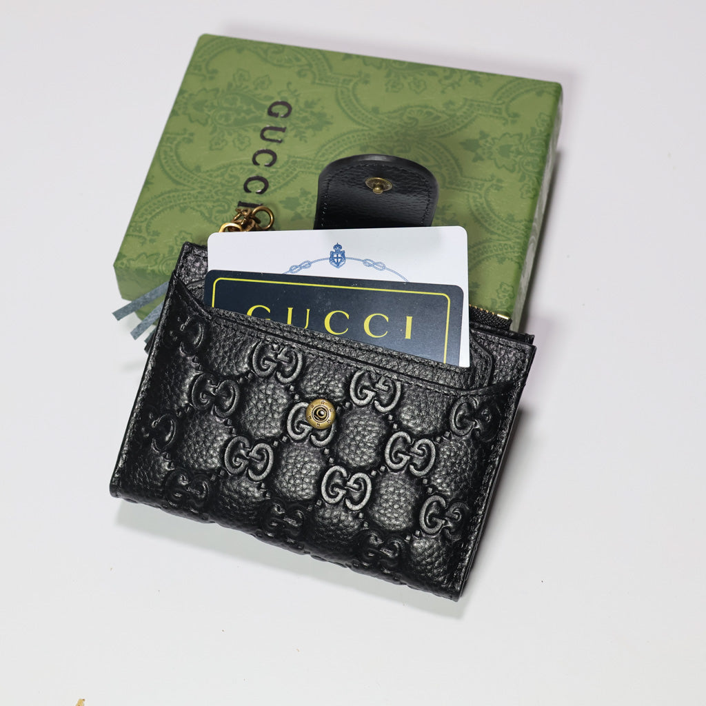 Mens GG Wallet Black Genuine Leather