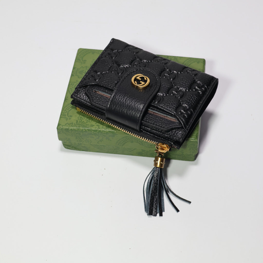 Mens GG Wallet Black Genuine Leather