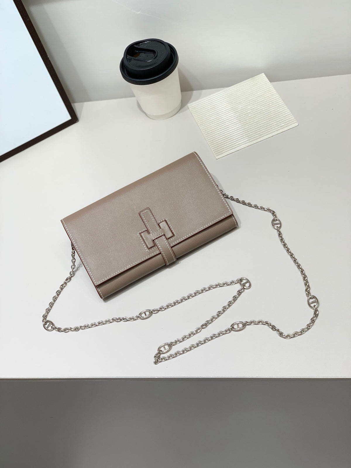 H Long Wallet on Chain Epsom Calfskin