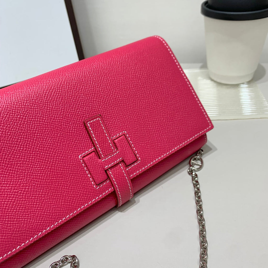 H Long Wallet on Chain Epsom Calfskin