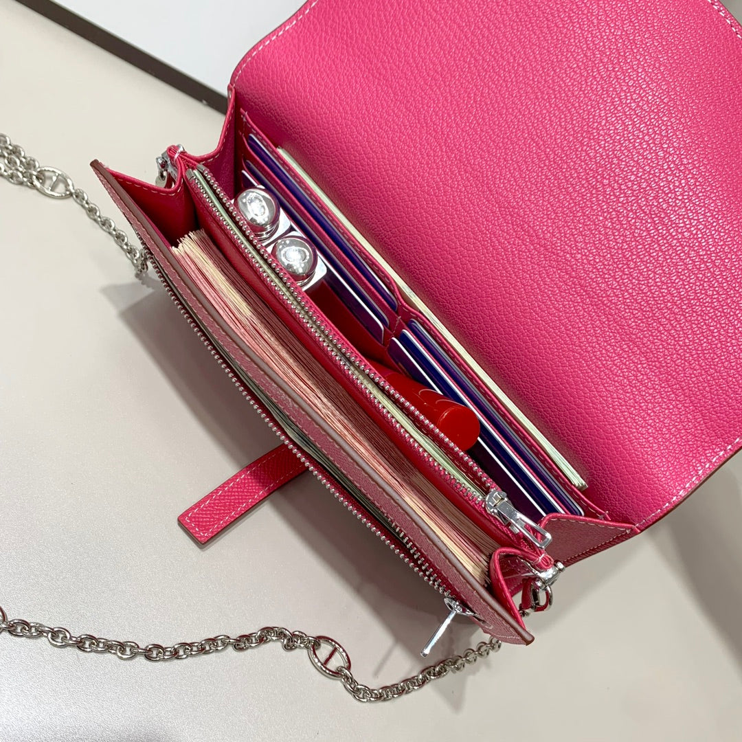 H Long Wallet on Chain Epsom Calfskin