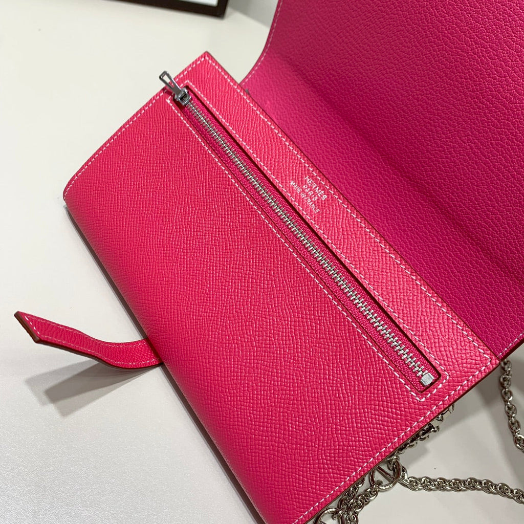 H Long Wallet on Chain Epsom Calfskin