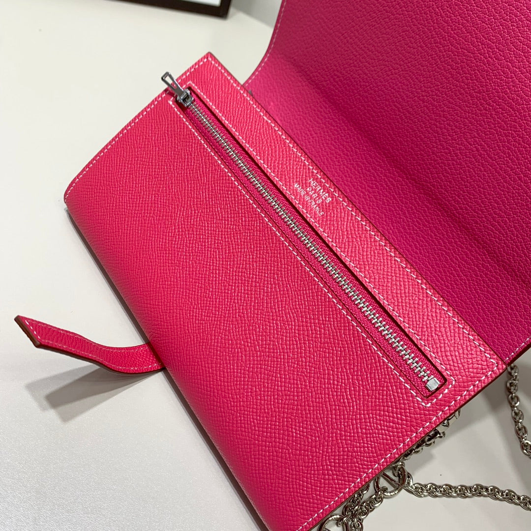 H Long Wallet on Chain Epsom Calfskin