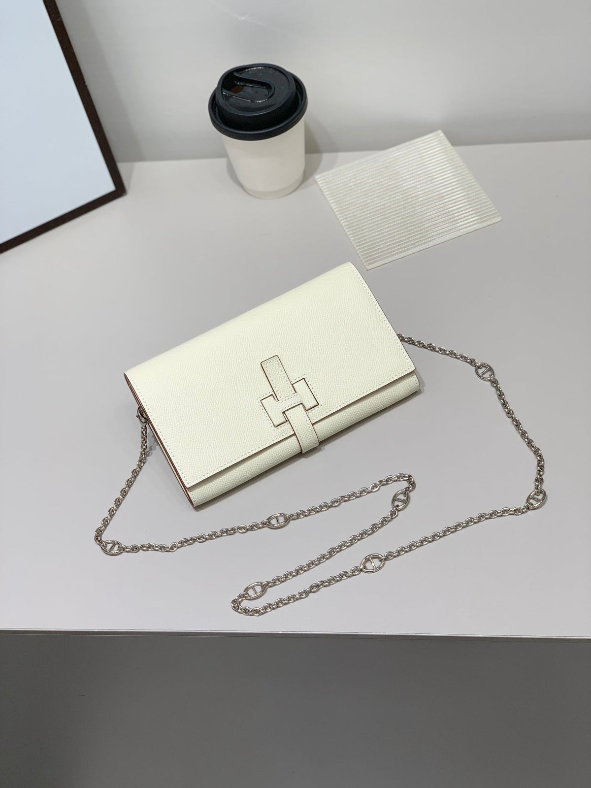 H Long Wallet on Chain Epsom Calfskin