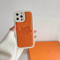Fashion Designer iPhone Case Orange Leather