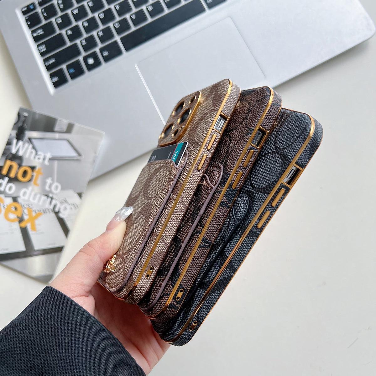 Classic iPhone Case With Card Holder Coffee -KB241651