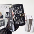 Fashion Elegant Pattern Wallet iPhone Case with Detachable Wrist Strap