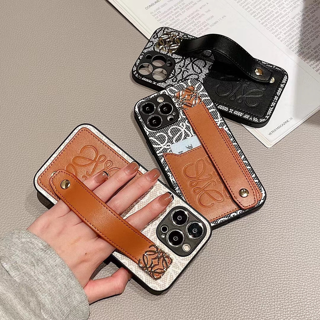 Loewe Phone Case Hand Strap Card Holder for iPhone