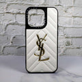 YSL Leather Phone Case Fashion White for iPhone 11 12 13 14