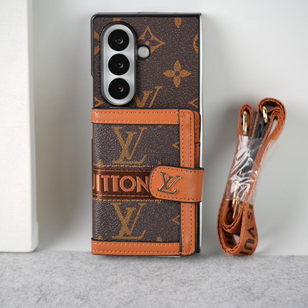 Luxury Brand Card Holder Crossbody Sling Strap Case For Samsung Z Fold