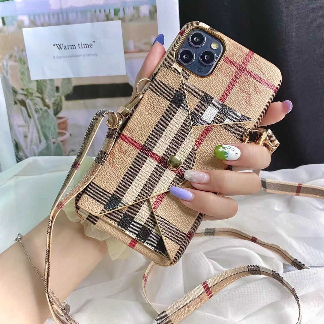 BB Leather Designer Crossbody Wallet iPhone Case
