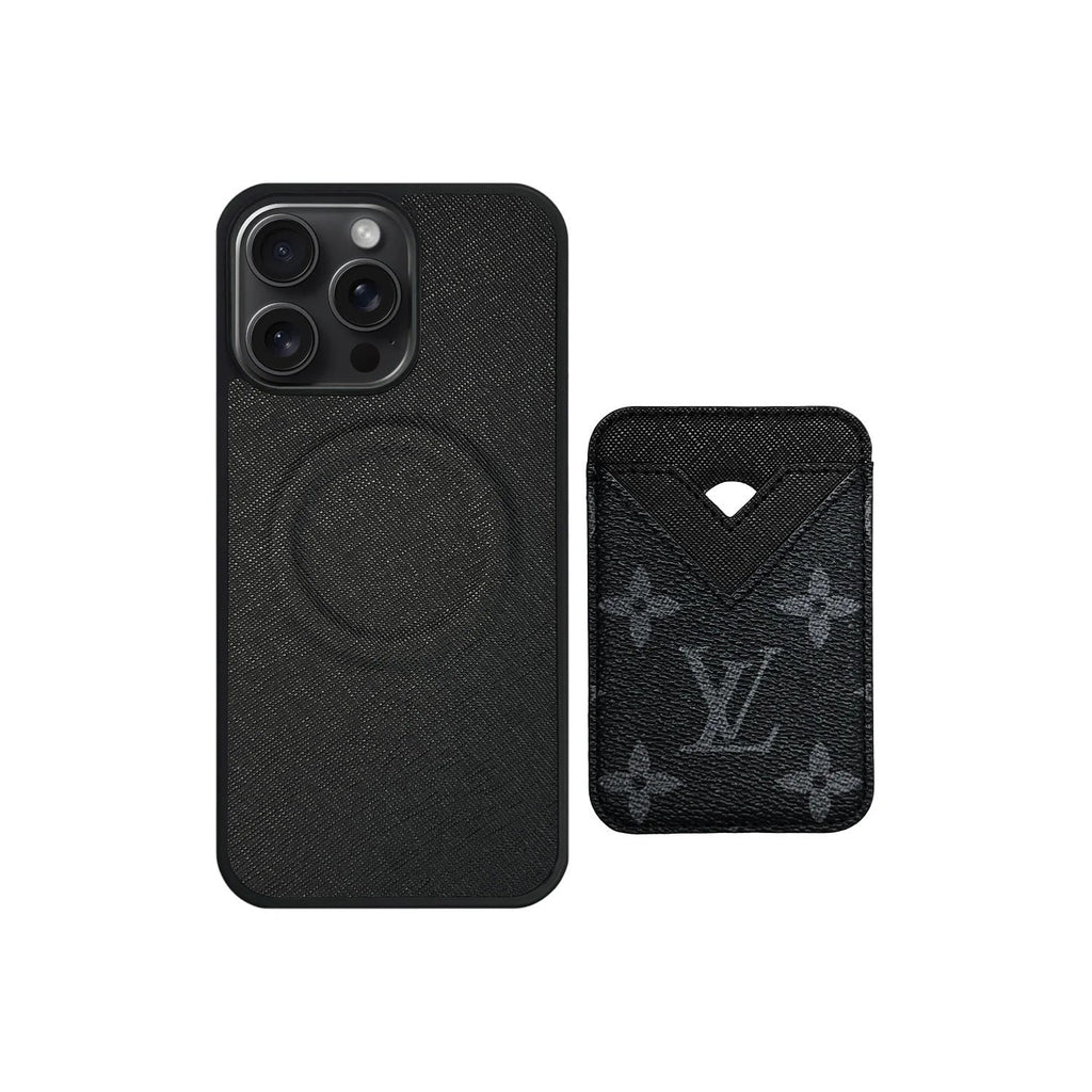 Retro Letter Brown Card Pocket iPhone Case