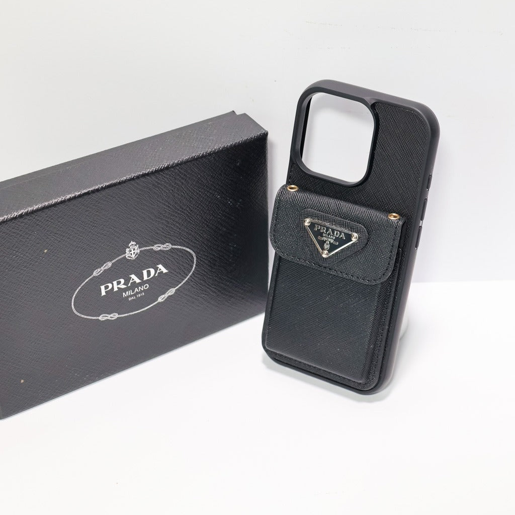 Black Vintage Texture Card Pocket iPhone Case