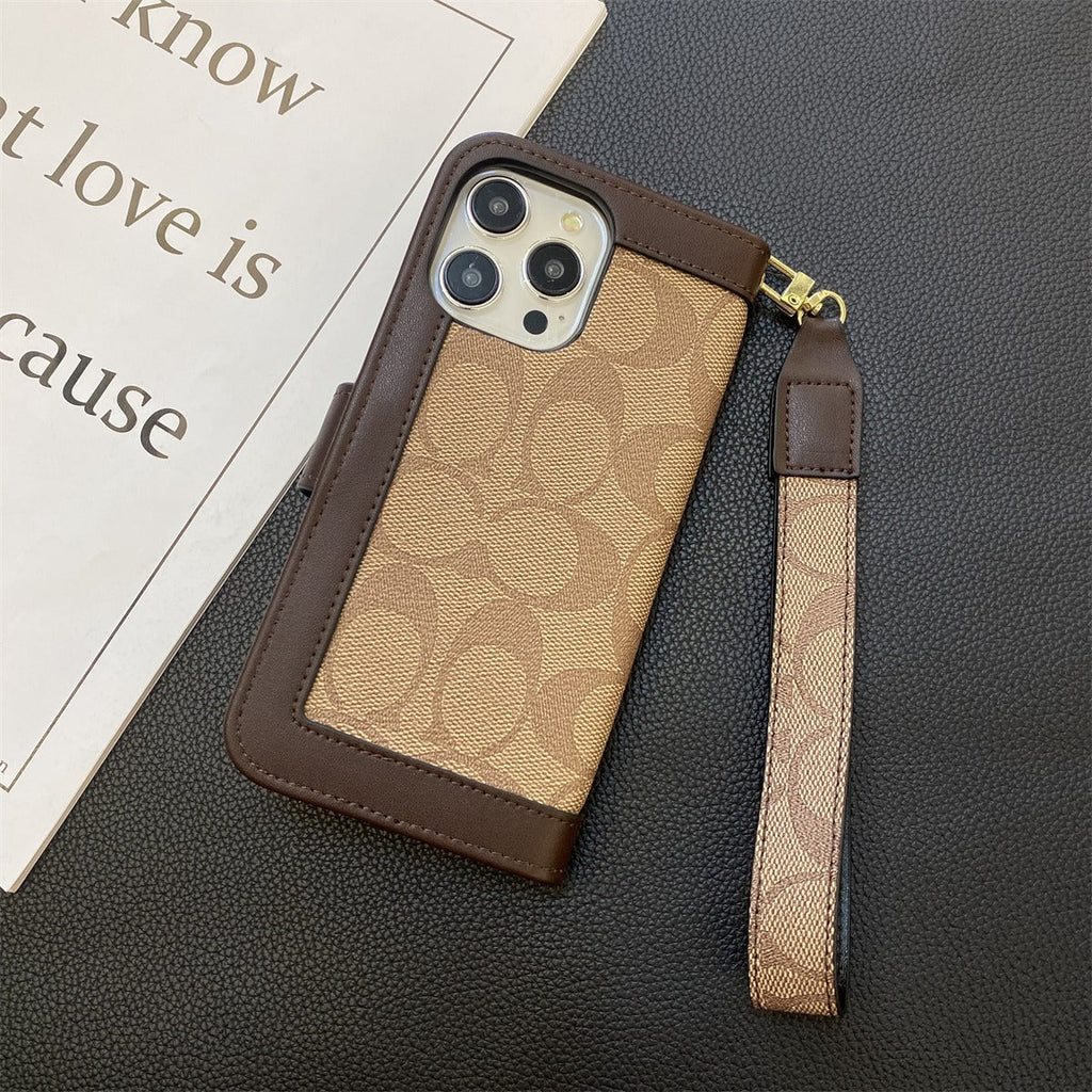 CH Classic Leather Pattern Wallet iPhone Case